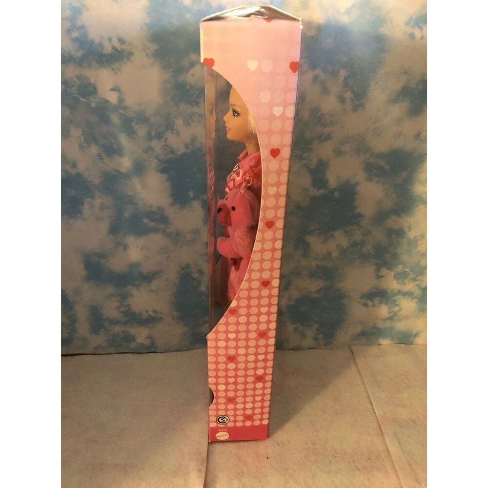 Barbie Doll Valentine Red Hearts Dress W/Teddy Bear & Ring New 2006 Damaged Box
